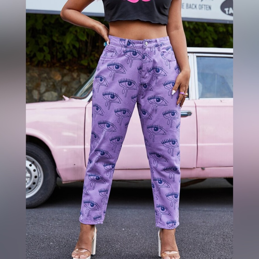 SHEIN | Curve Eye Graphic Jeans